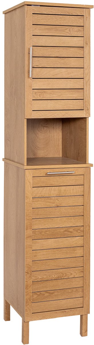 4bathroomz Bozen Badkamerkast met Wasmand - Kolomkast - Bruin