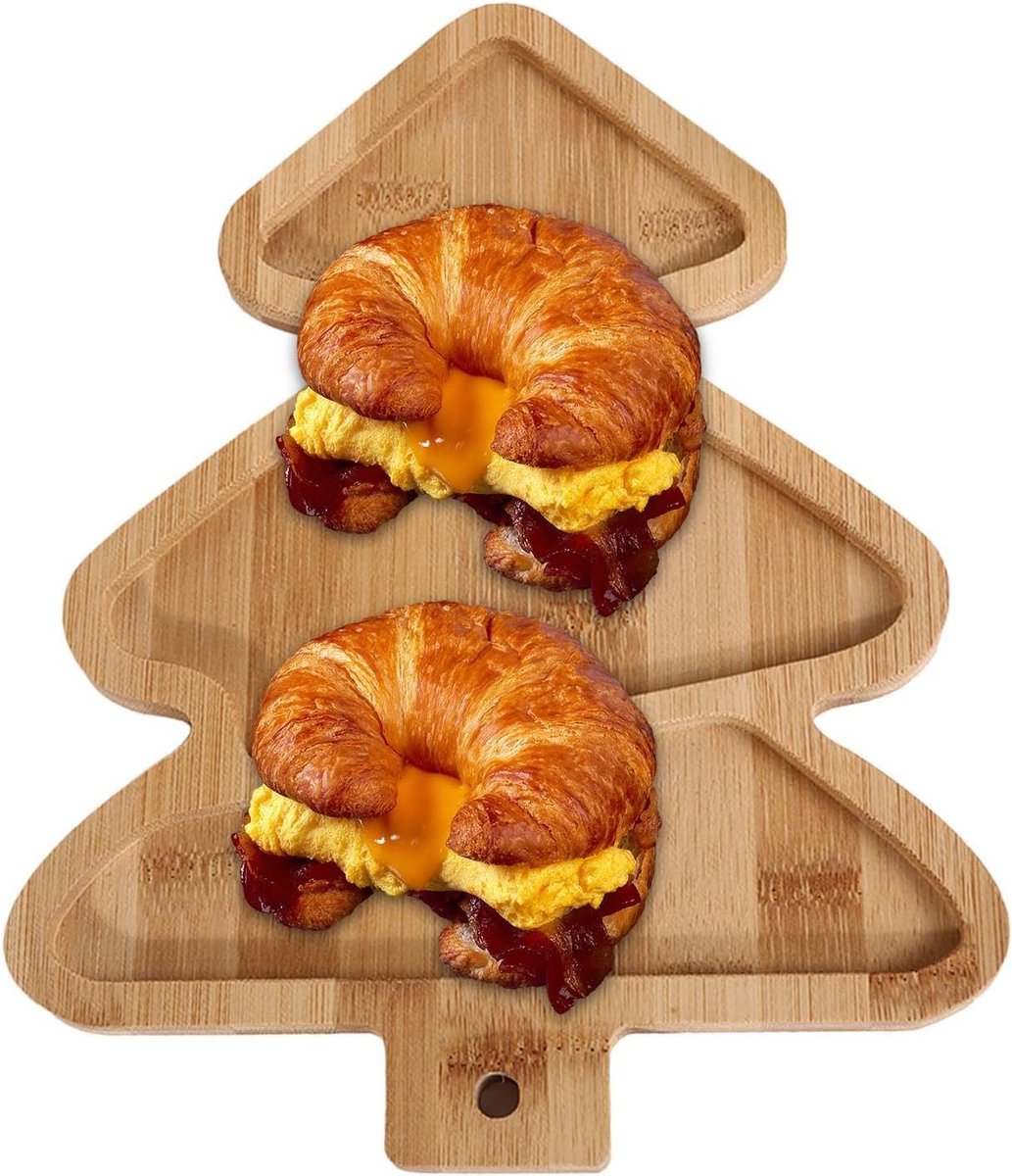 Kerst Serveerschaal - Houten Bord - Feestelijke Hapjes - Rustiek Design - 278 x 21 cm