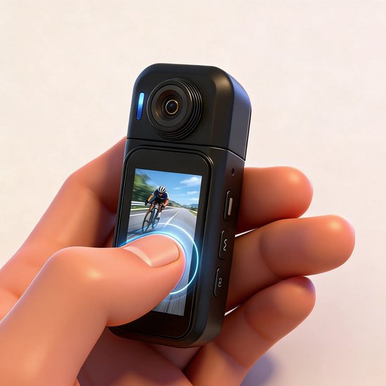 4K Mini Action Camera met Wifi & App – 1,47” Touchscreen, Vlog Camera Duimgrootte 180° Draaibare Lens, 120° Groothoek, Magnetische Oplaadcase, 30M Waterdicht