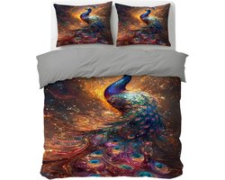 Peuter Dekbedovertrek - Kinder Beddengoed - Slaapkamer Decoratie - Zacht Ademend Materiaal - 120x150cm - Pauw Starlight