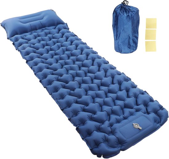 Dubbele Kampeermat - Slaapmat Outdoor - Kamperen en Hiken - Ingebouwde Voetpomp - 874g - Marineblauw van Merkloos — afbeelding 3