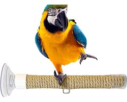 Vogel Touw Zitstok - Reis Speelgoed - Vogel Training - Sterke Zuignap - 20cm Lang