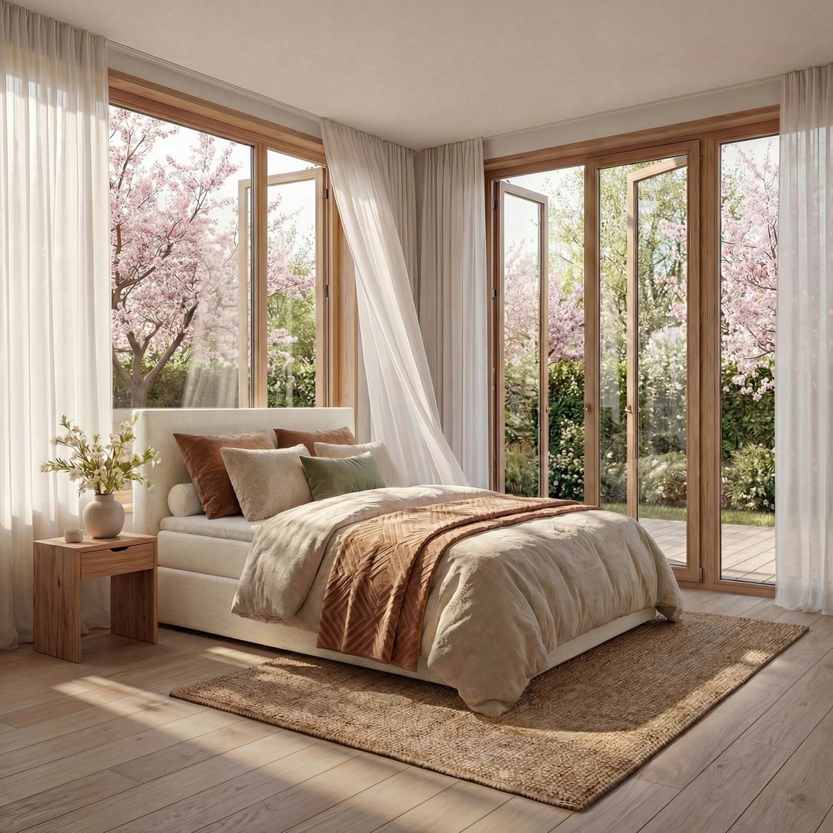 Mörgenn Boxspring Lounge - Pocketvering - Luxe Topper - Ivoor / Off White - 140x200 cm - Inclusief Dekbed en Kussens