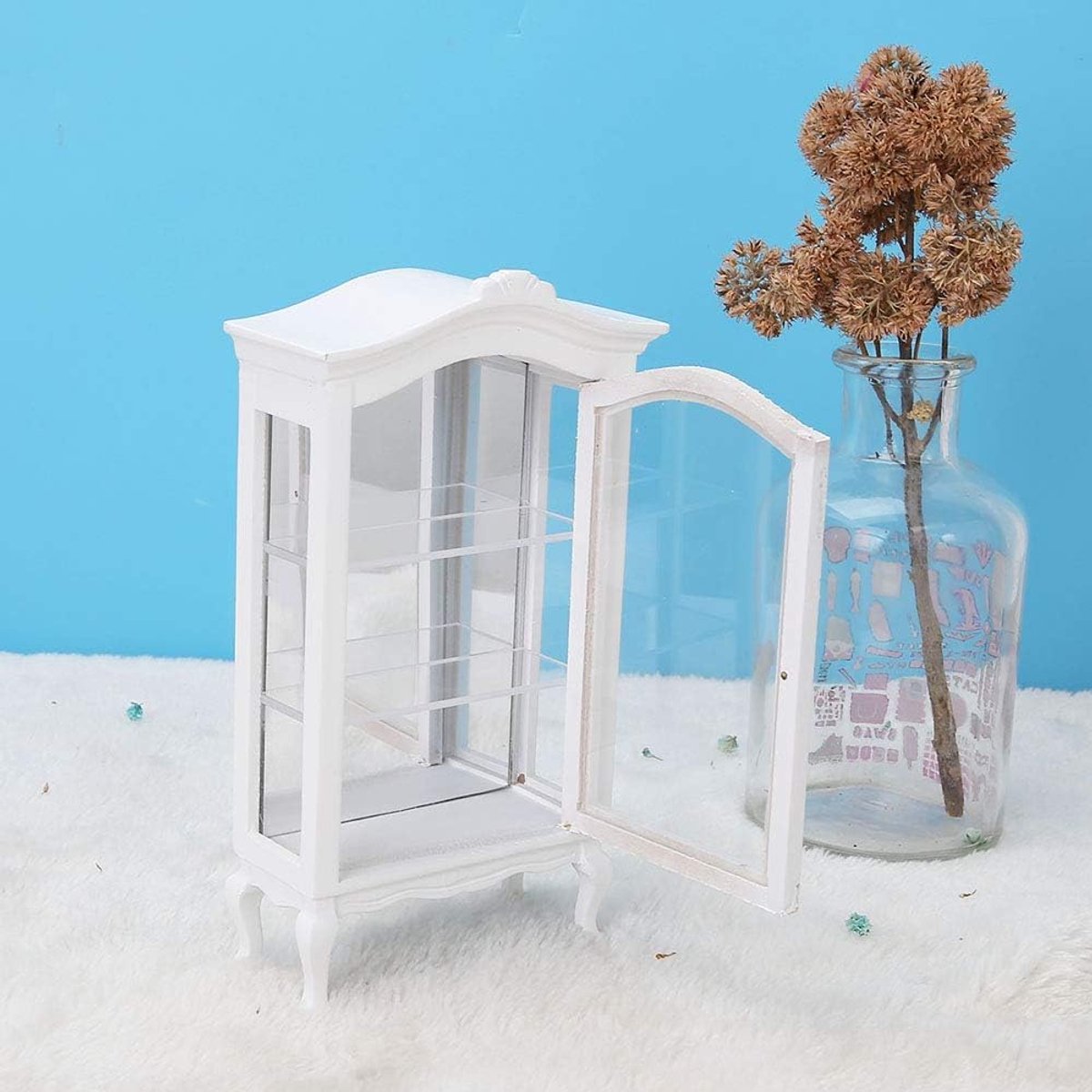 Poppenhuiskast - Miniatuur Vitrine - Poppenhuis Decoratie - Drielaags Houten Display - 16.99 x 9.98 cm