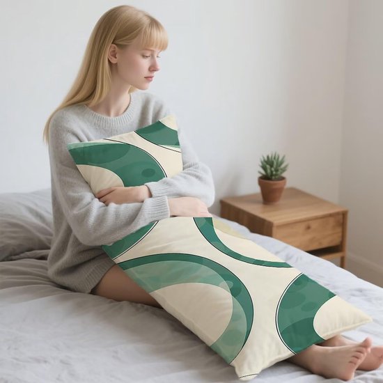 Zijslaapkussen - Lang Kussen - Comfort en Ondersteuning - Dubbelzijdig Printpatroon - 40x145cm - Crèmekleurig