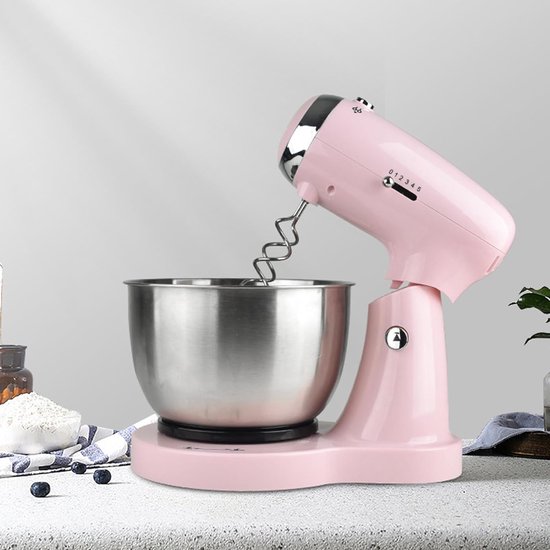 Keukenmixer 32 Liter - Keukenrobot Tafelmodel - Bakken En Mixen - Automatisch Ontwerp - 5 Snelheden - Roze — afbeelding 4