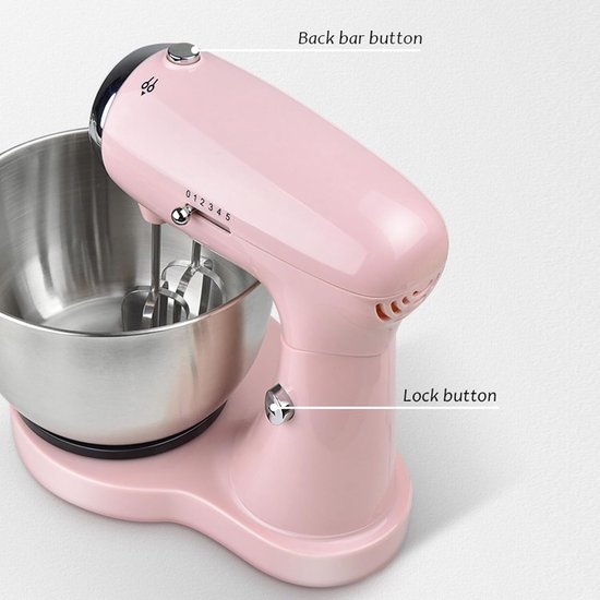 Keukenmixer 32 Liter - Keukenrobot Tafelmodel - Bakken En Mixen - Automatisch Ontwerp - 5 Snelheden - Roze — afbeelding 3