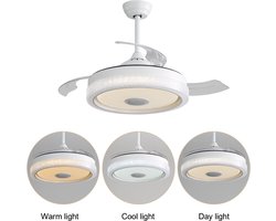 LED-verlichting - Instelbare lichtkleur - Plafondlamp met ventilator en verlichting - 42-inch plafondventilator met verlichting – uitgerust met 32W meerkleurige LED's (3 kleurtemperaturen + RGB) – 3 ABS-ventilatorbladen en DC-motor