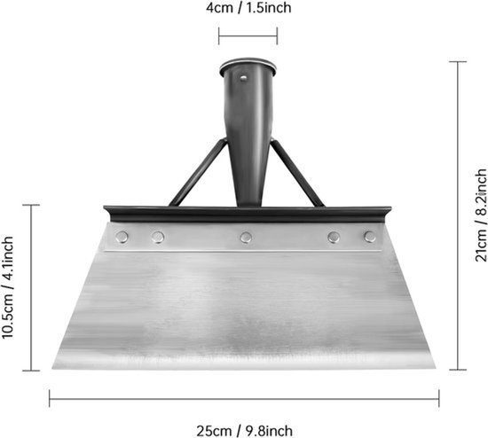 Premium Multifunctionele Tuinschep - 25 cm - Roestvrijstalen Reinigingsschep - Onkruidverwijderaar voor Tuin & Boerderij - Sneeuwschep & Mosschraper van Merkloos	 — afbeelding 5