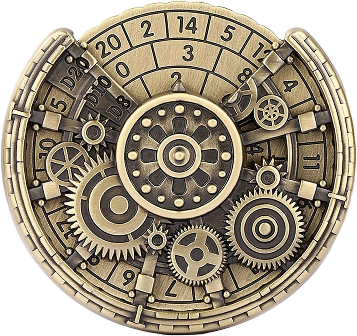 Metalen Dobbelsteen Spinner - Roulette Token - Spelavond Accessoire - Precisie Rol Mechanisme - 63 x 59 cm - Brons