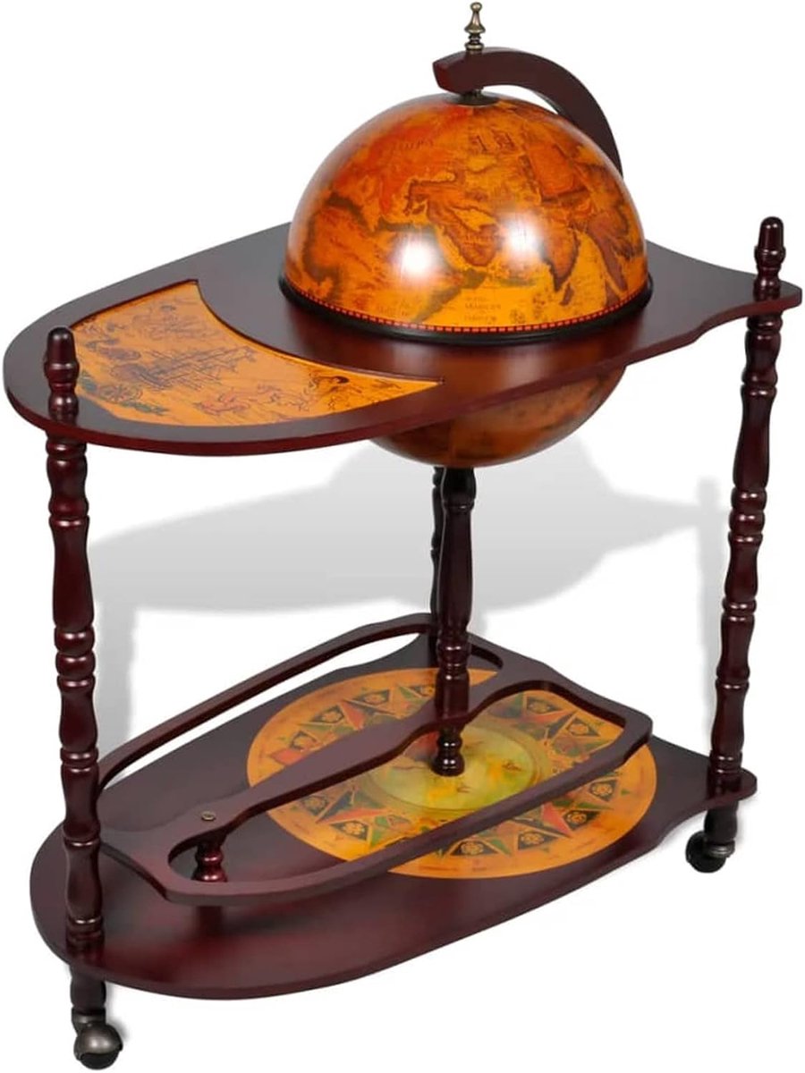 Globe Bartafel - Hoge Tafel - Dranken Presenteren - Met Wielen - Bruin
