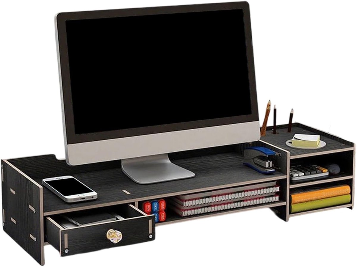 Monitor Verhoger - Bureau Plank - Thuiswerk Setup - Stabiele Houten Constructie - 63.5cm Lengte - Wit