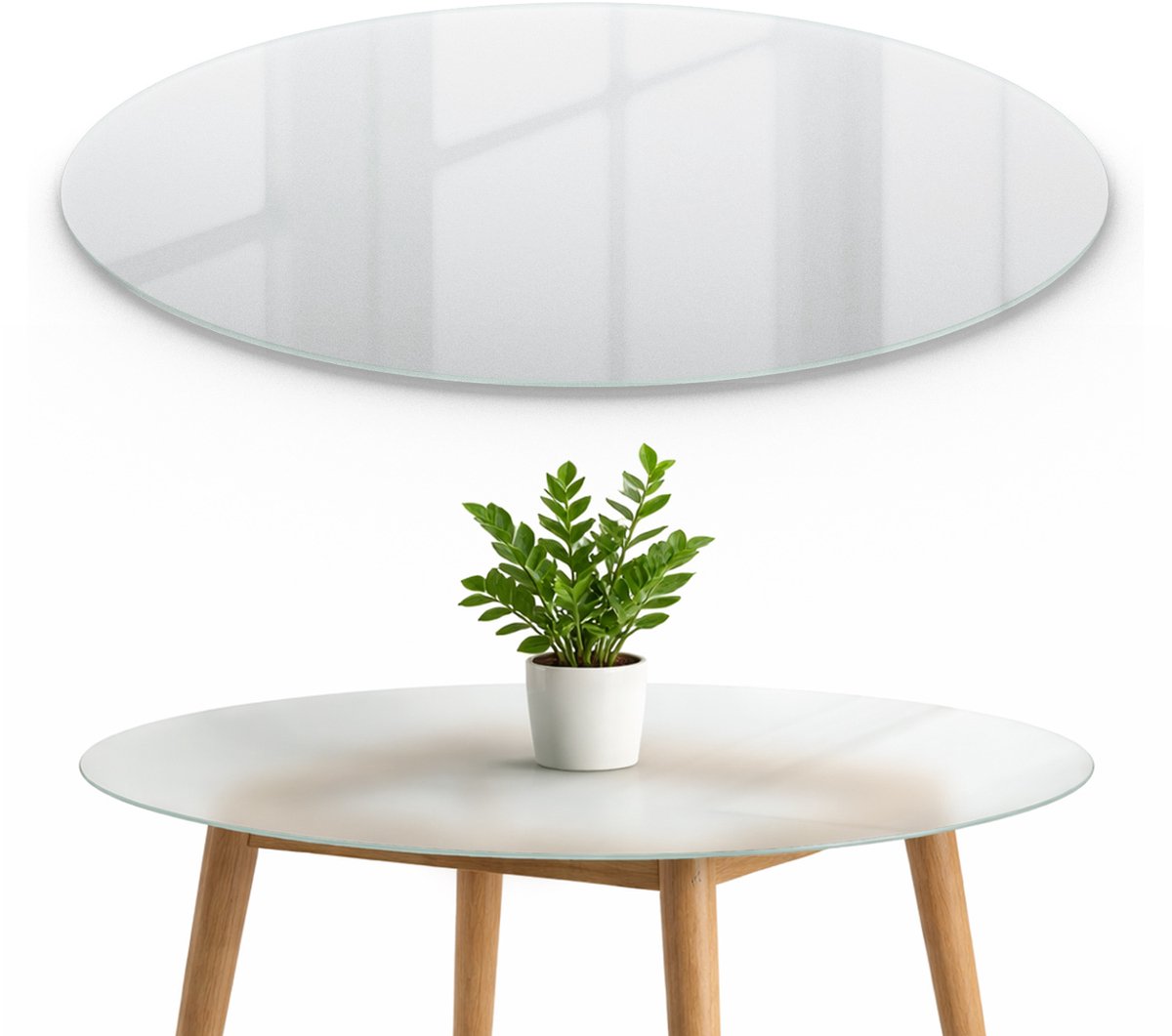 Wallfluent Tafelblad Mat Glas - Tafelblad Melkglas - fi100 cm - Rond Tafelblad Mat Glas - 