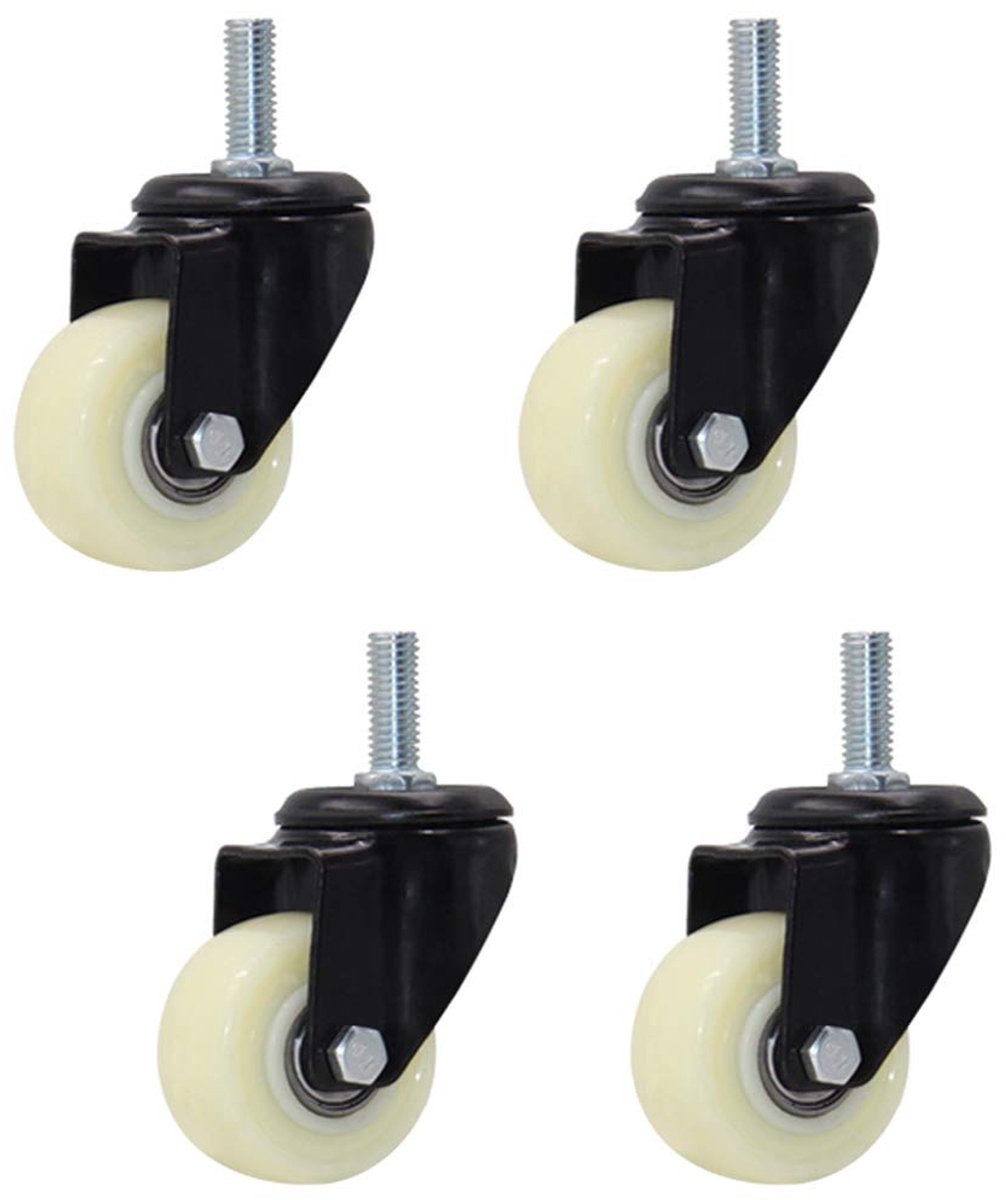 Zwenkwielen Set - Meubelwielen Nylon - Meubels Verplaatsen - Geruisloos en Stevig - M8 M10 - Wit