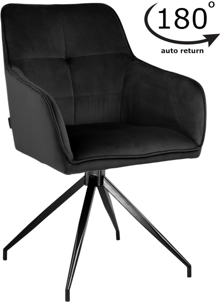 ExitoDesign ASTER - Draaistoel - Zwart Velours - Met Armleuningen - Modern