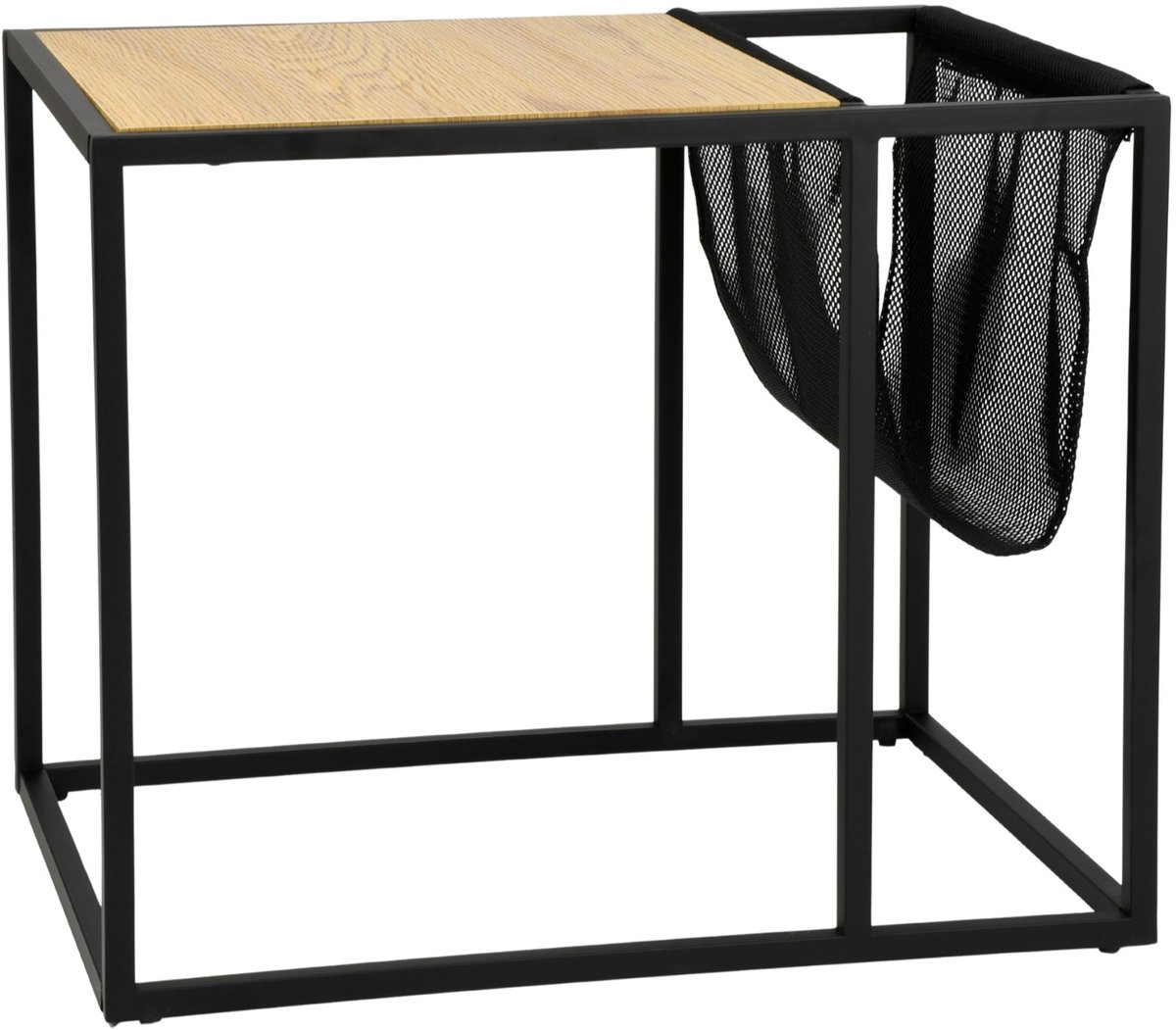 Luxe Salontafel CLARA – Bijzettafel – Industrieel & Modern Design – Naturel Houtlook met Zwart Metalen Frame – 55 x 40 x 45 cm