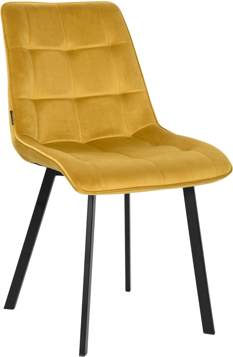 ExitoDesign TULUZA - Gestoffeerde Eetkamerstoel - Velvet Curry - Metaal - Modern Design
