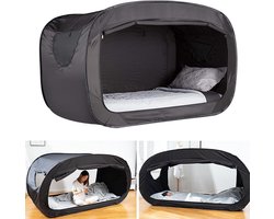 Bed Tent - Slaaptent Privacy - Betere Slaapkwaliteit - Volledig Afsluitbaar Design - 190 x 90 x 100 cm - Zwart