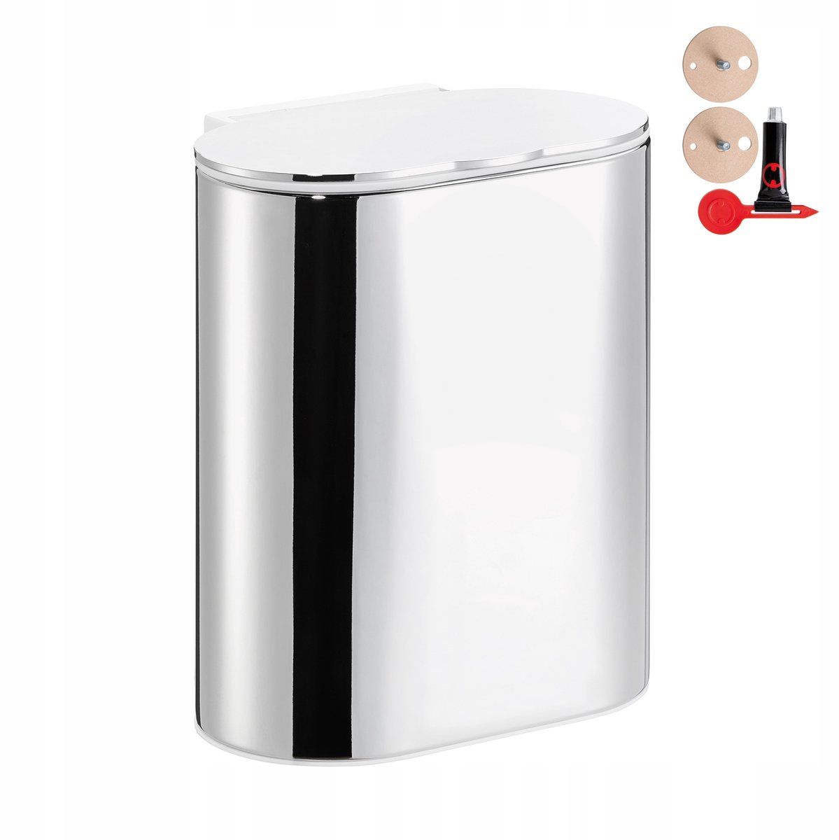 Tesa Elegaant - Wandmontage Afvalbak - Zonder Boren - Chroom - Glanzend