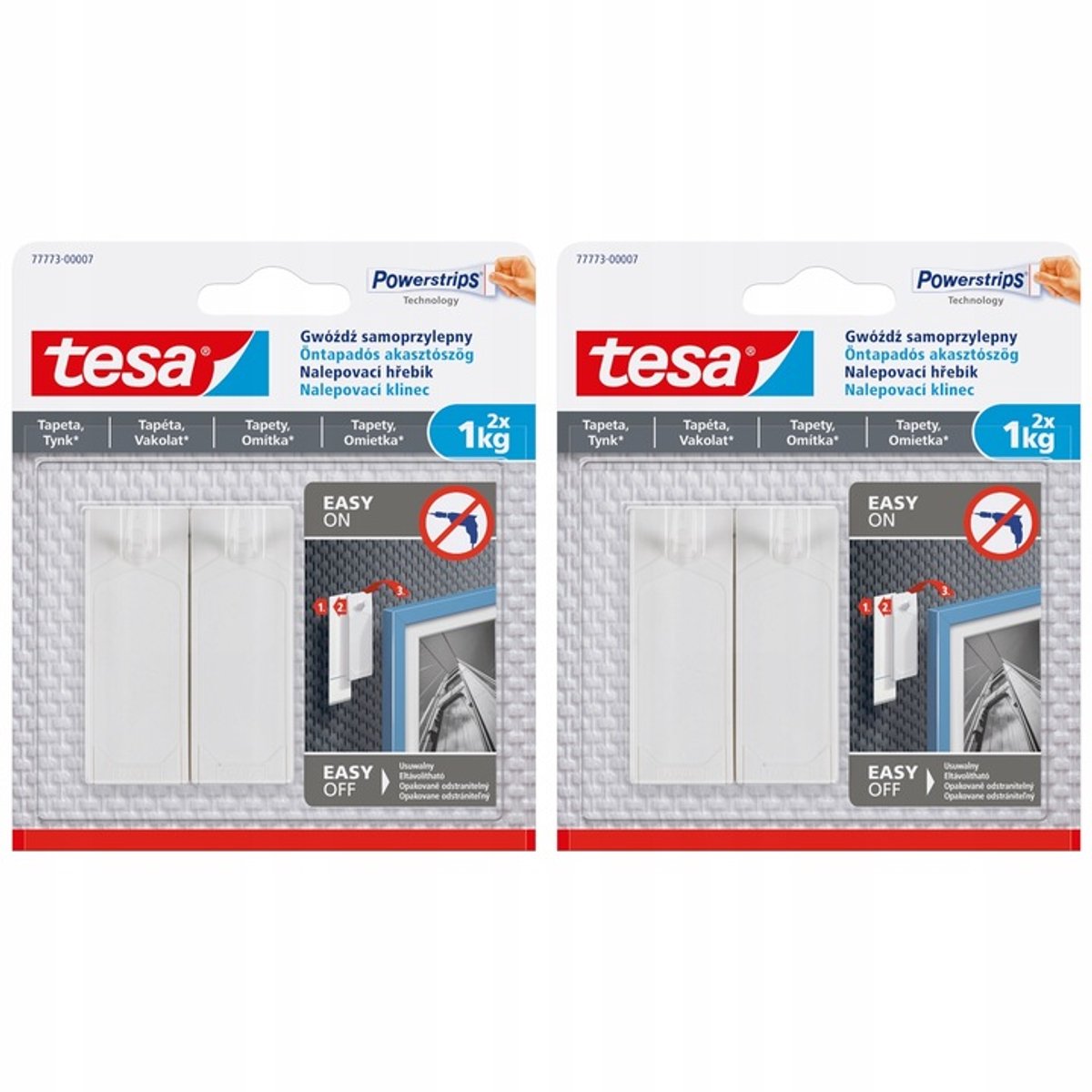 Tesa - Zelfklevende Spijker - Voor behang en pleister - 1kg - 2 verpakking