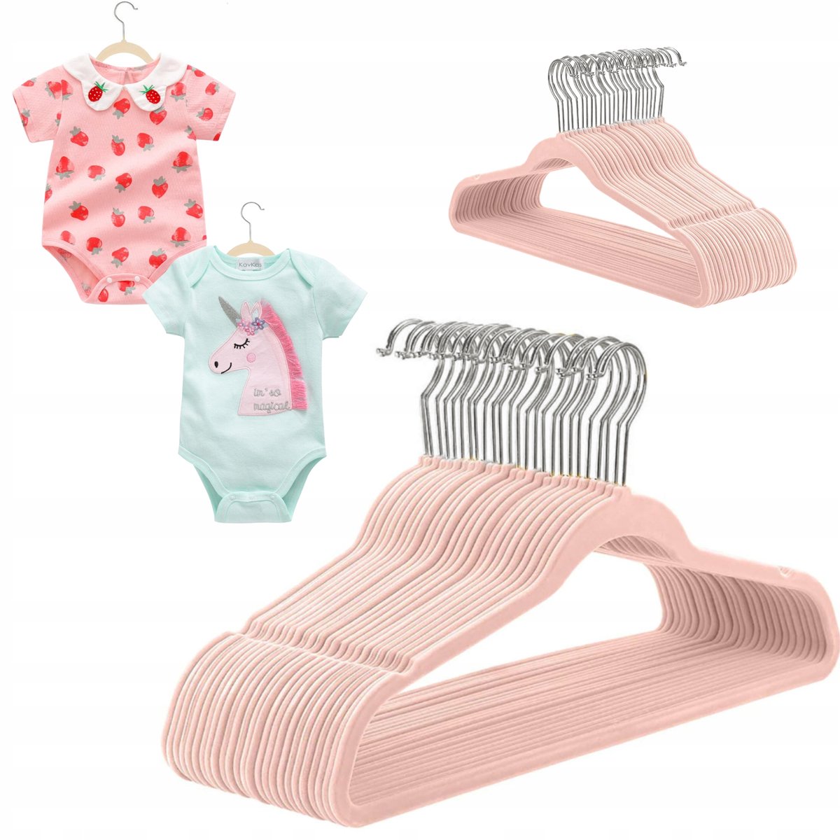 Merkloos - Kinderkledinghangers - Pastelkleurig - Ergonomisch - 20 stuks
