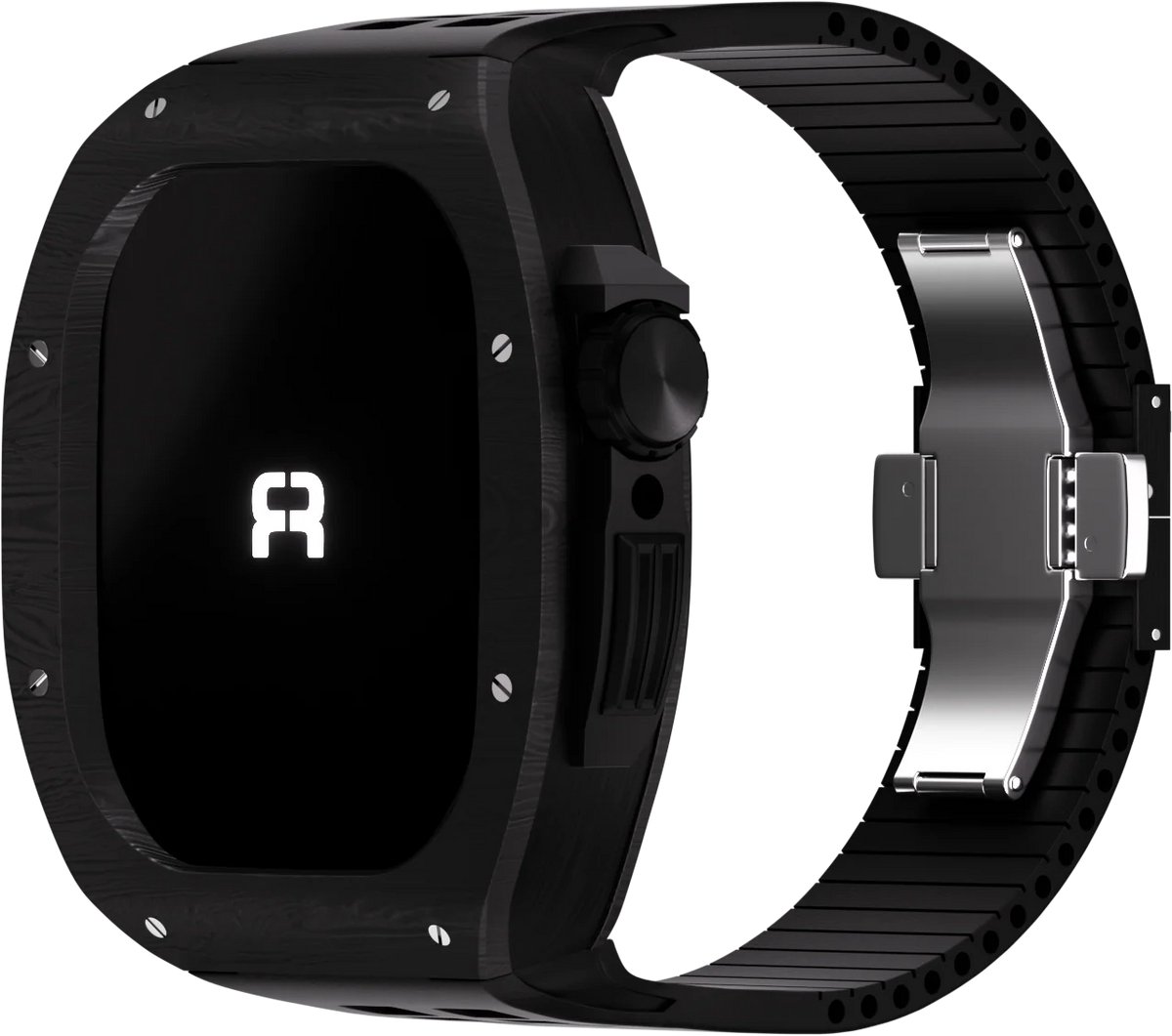 Reqior Case met rubberen bandje Polymeer & Rubber – geschikt voor Apple Watch 7 45mm / Apple Watch 8 45mm / Apple Watch 9 45mm – stevig, comfortabel – Carbon Black