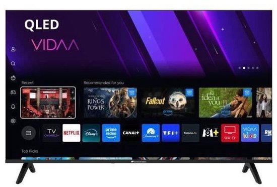 50″ QLED LED-tv Continental Edison zwart, 3 HDMI, 2 USB, 127 cm, hoge beeldkwaliteit, thuisbioscoop