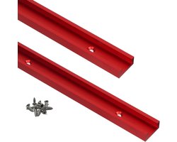 Aluminium T-Tracks - Houtbewerking Jigs - Werkbank Montage - Dubbel Gesneden Profiel - 400 mm Lengte - Rood