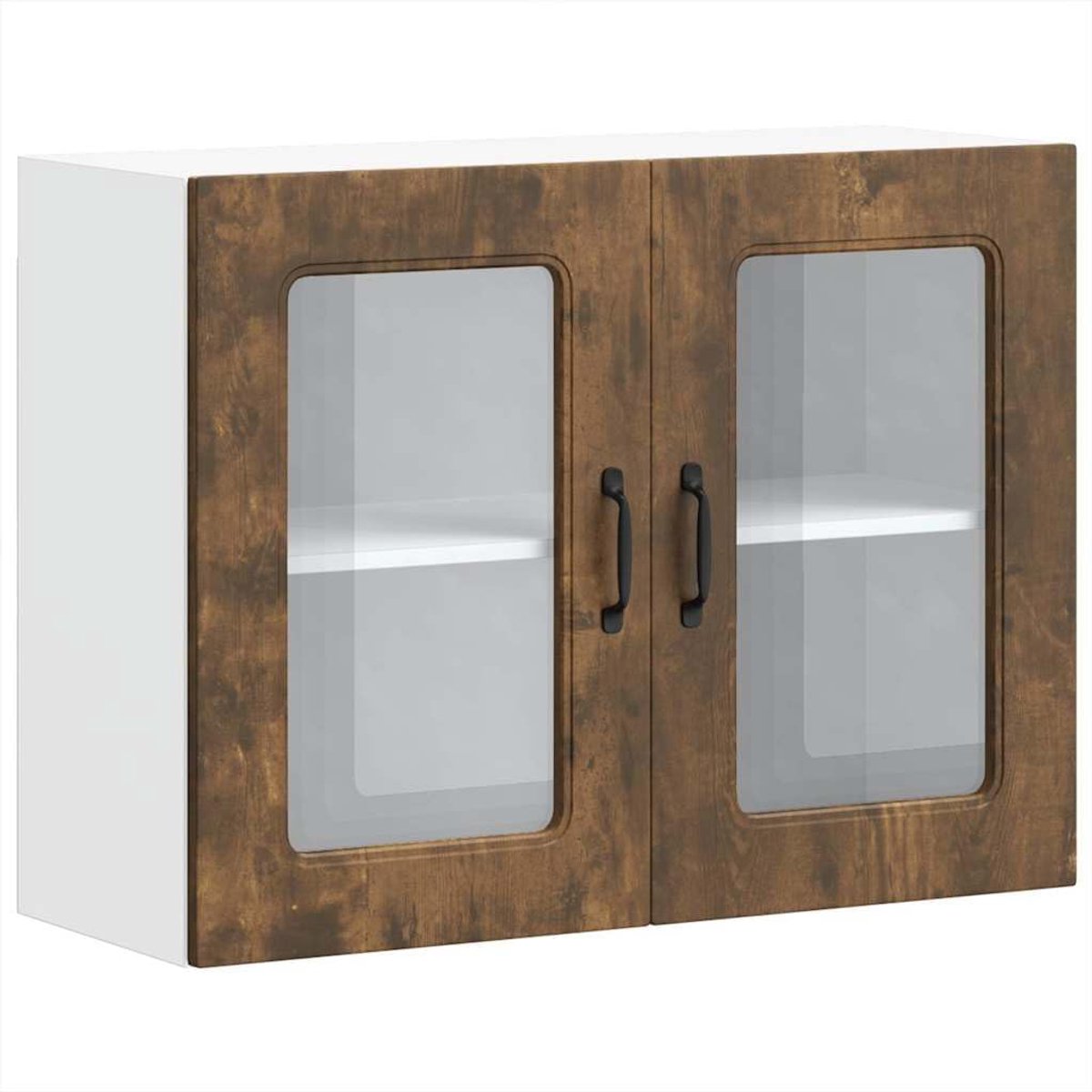 Keukenwandkast - Opbergkast - Keuken Organiseren - Met Glazen Deur - 80 x 60 cm - Gerookt Eiken
