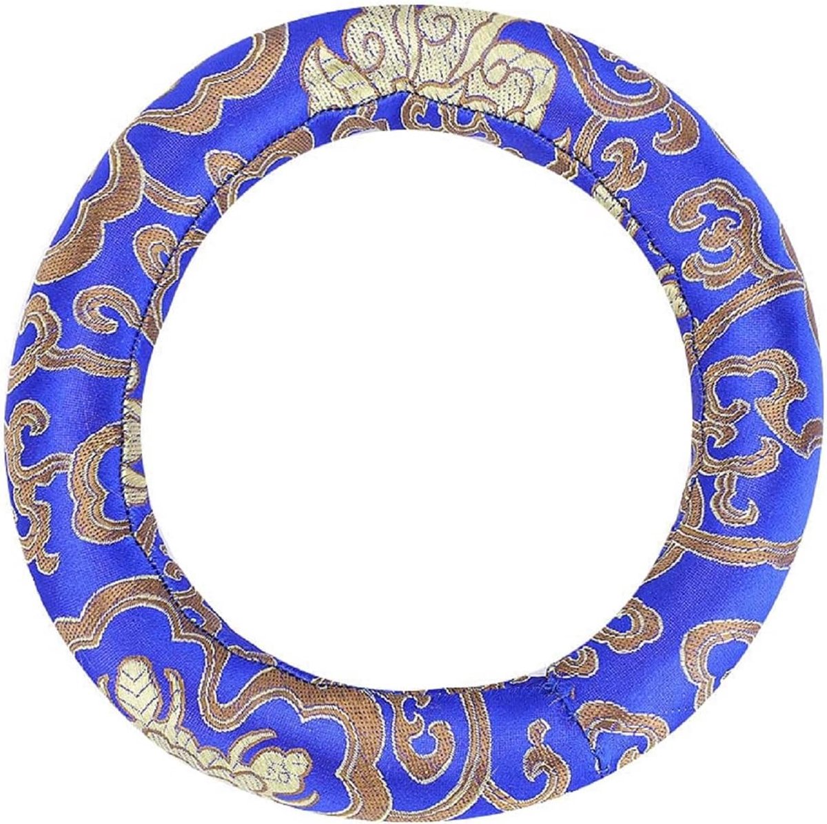 Klankschaal Kussen - Meditatie Kussen - Harmonisch Geluid - Zijde Borduurwerk - 16cm Diameter - Blauw