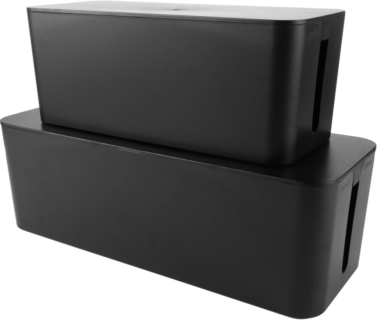 Kabelmanagementbox zwart kabelbox kabelopbergbox 2 stuks kabelorganizer- 32 x 13 x 135 cm en 405 x 136 x 157 cm - robuuste kunststof - 2 zijdelingse kabelgeleiders