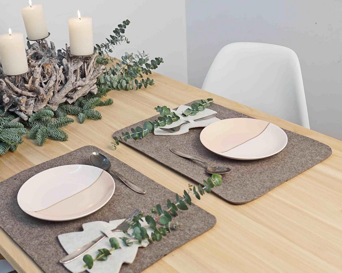 Vilt Placemat Set van 6 - 33 x 45 cm - Afgeronde Hoeken - Lime — cadeau in Wonen & Interieur - foto 7