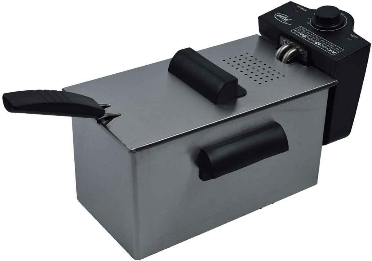 Roestvrijstalen friteuse 3 liter 2100 watt met gecoate binnenpan en afneembare frituurmand