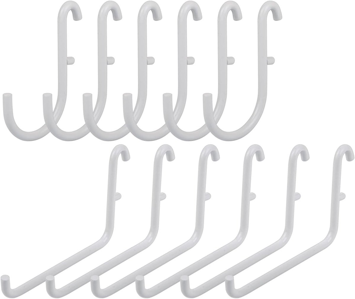Set van 12 Pegboard Haken voor IKEA Skadis Paneel (L-Stijl en J-Stijl) - Wit