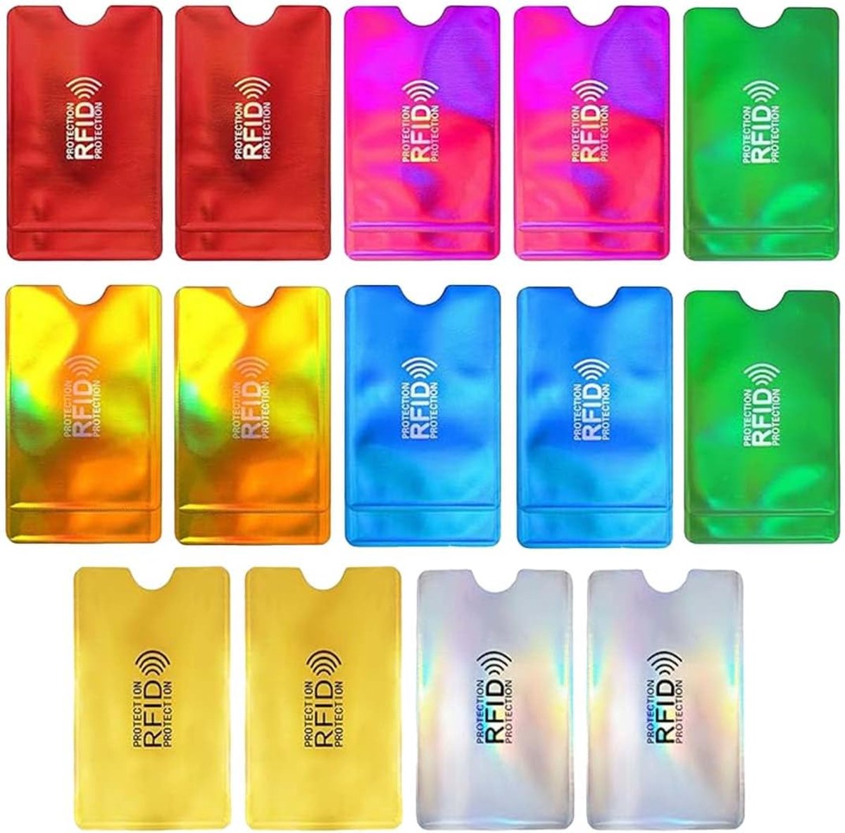 RFID Beschermhoezen - Creditcard Houders - Veilig Bankieren - Set van 14 stuks - 9.1 x 6.3 cm - Kleurrijk