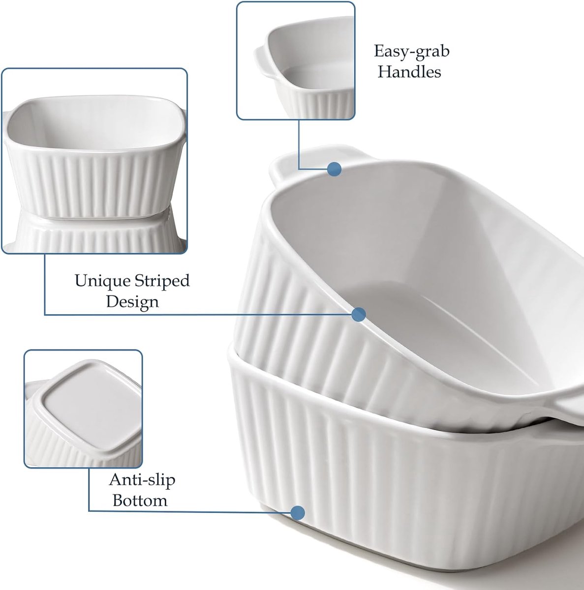 Set van 4 Keramische Ovenschaaltjes - Klein Vierkant - Geschikt voor heteluchtfriteuse en Oven — cadeau in Kookcadeaus - foto 7