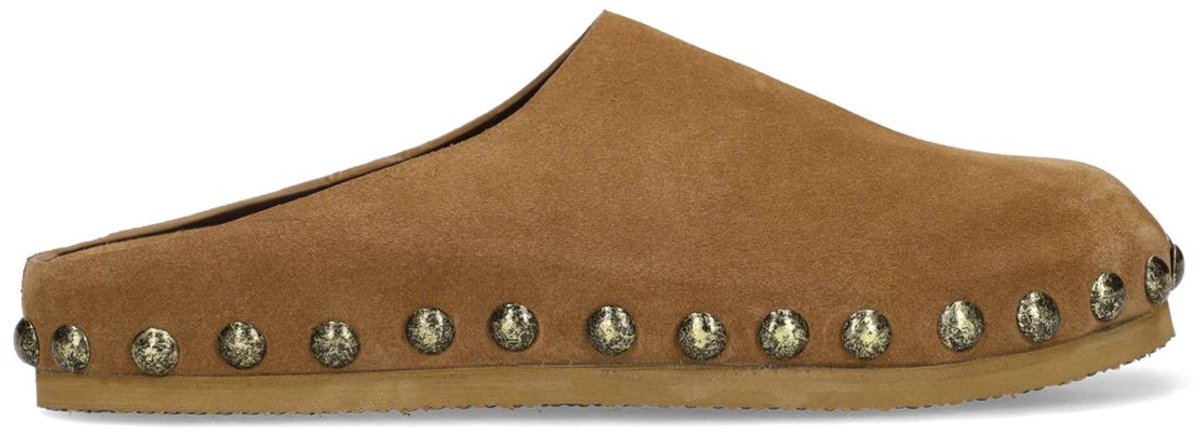 Sacha - Dames - Taupe suède clogs met studs - Maat 37