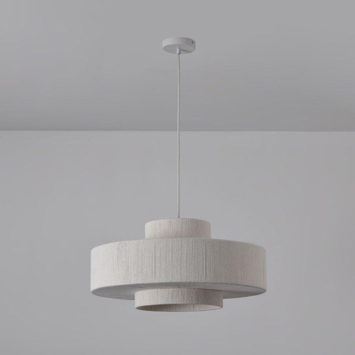 LUSENZ – Hanglamp Scandes – E27 – Gevlochten katoenen koord – IP20 – Wit – Voor binnen – Excl. lichtbron