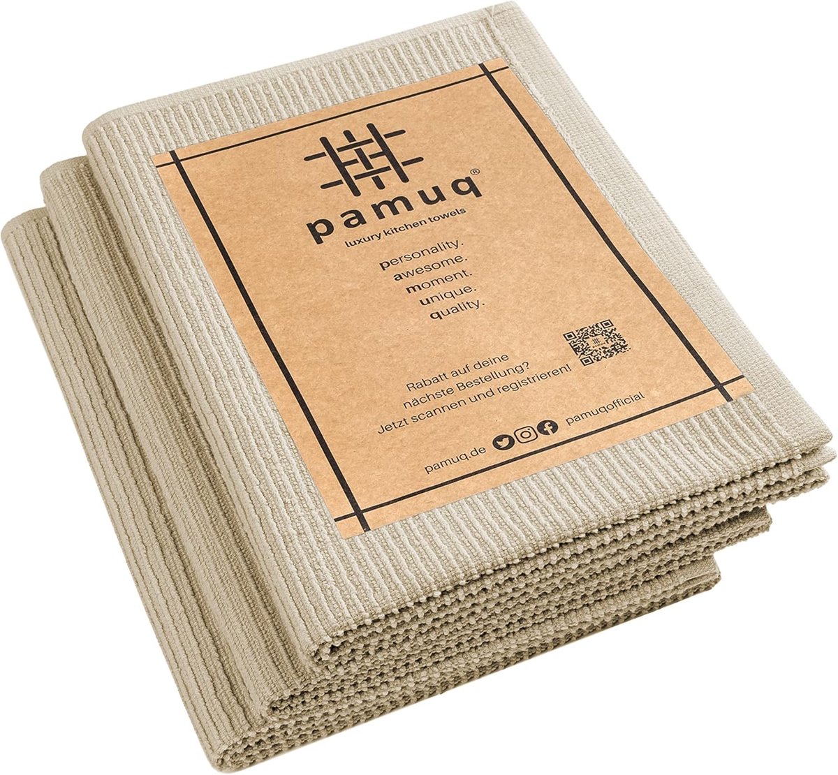Set van 3 Beige Katoenen Theedoeken 50x70 cm - Zeer Absorberend en Duurzaam