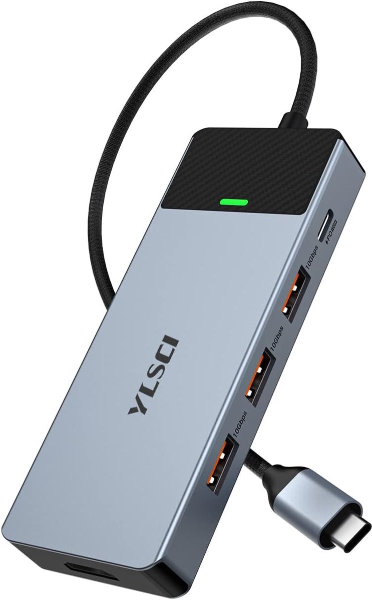 USB C Hub, HOPDAY 5 in 1 USB-C hub met 4K HDMI ,100W PD, USB 3.2 10 Gbps gegevenspoorten, voor MacBook Pro, MacBook Air