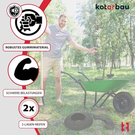 KOTARBAU® Kruiwagenband met Binnenband, Rubber, 4.80/4.00-8, Zwart, Ø 40 cm, Pneumatische Kruiwagenband, Vervangende Band van Merkloos	 — afbeelding 5