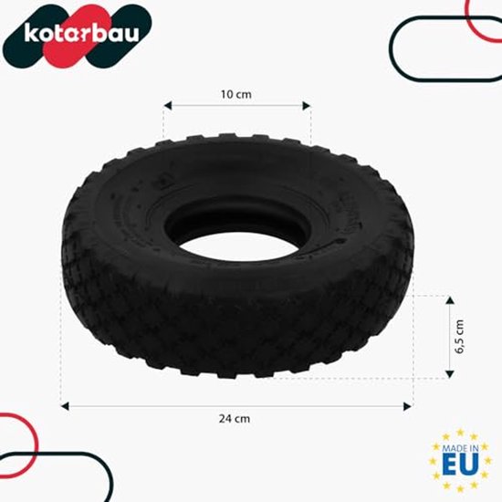 KOTARBAU® Kruiwagenband voor Bolderkar, Rubber, 3.00-4, 2PR, Zwart, Reserveband voor Kar, Rubberen Buitenband, ⌀ 24 cm, Tuinwagenband van Merkloos	 — afbeelding 3