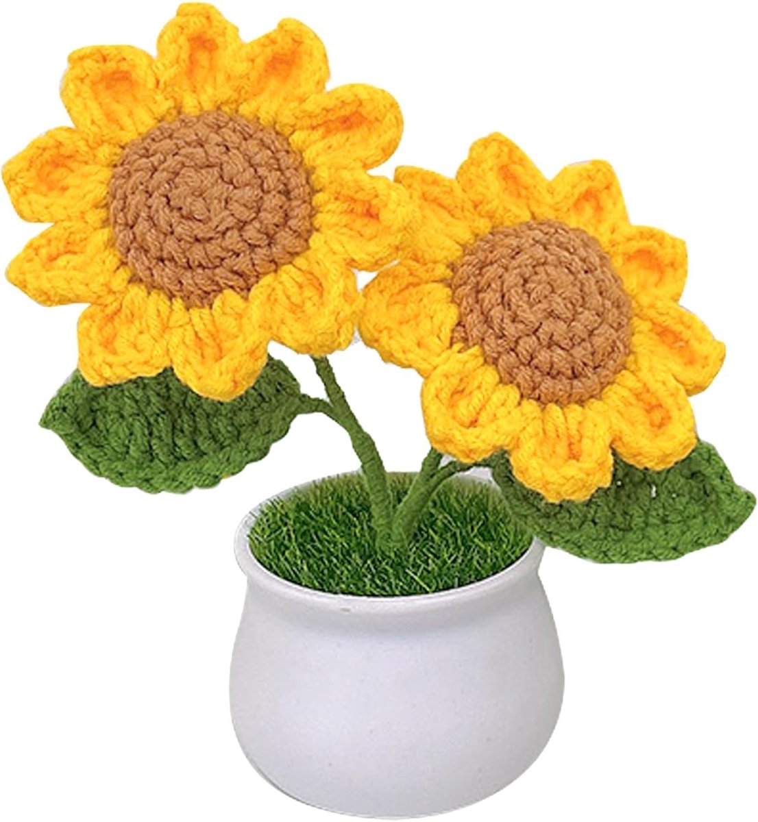 Gehaakte Zonnebloem in Pot voor Decoratie en Beterschapscadeau