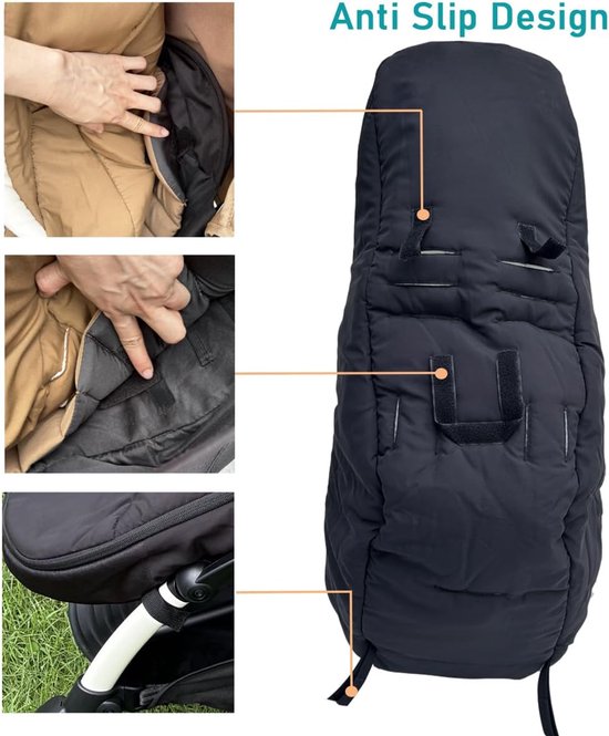 Voetenzak Kinderwagen - Babyzak Dekje - Warm Houden Baby - Waterdichte Basis - 90 x 45 cm - Zwart — afbeelding 5