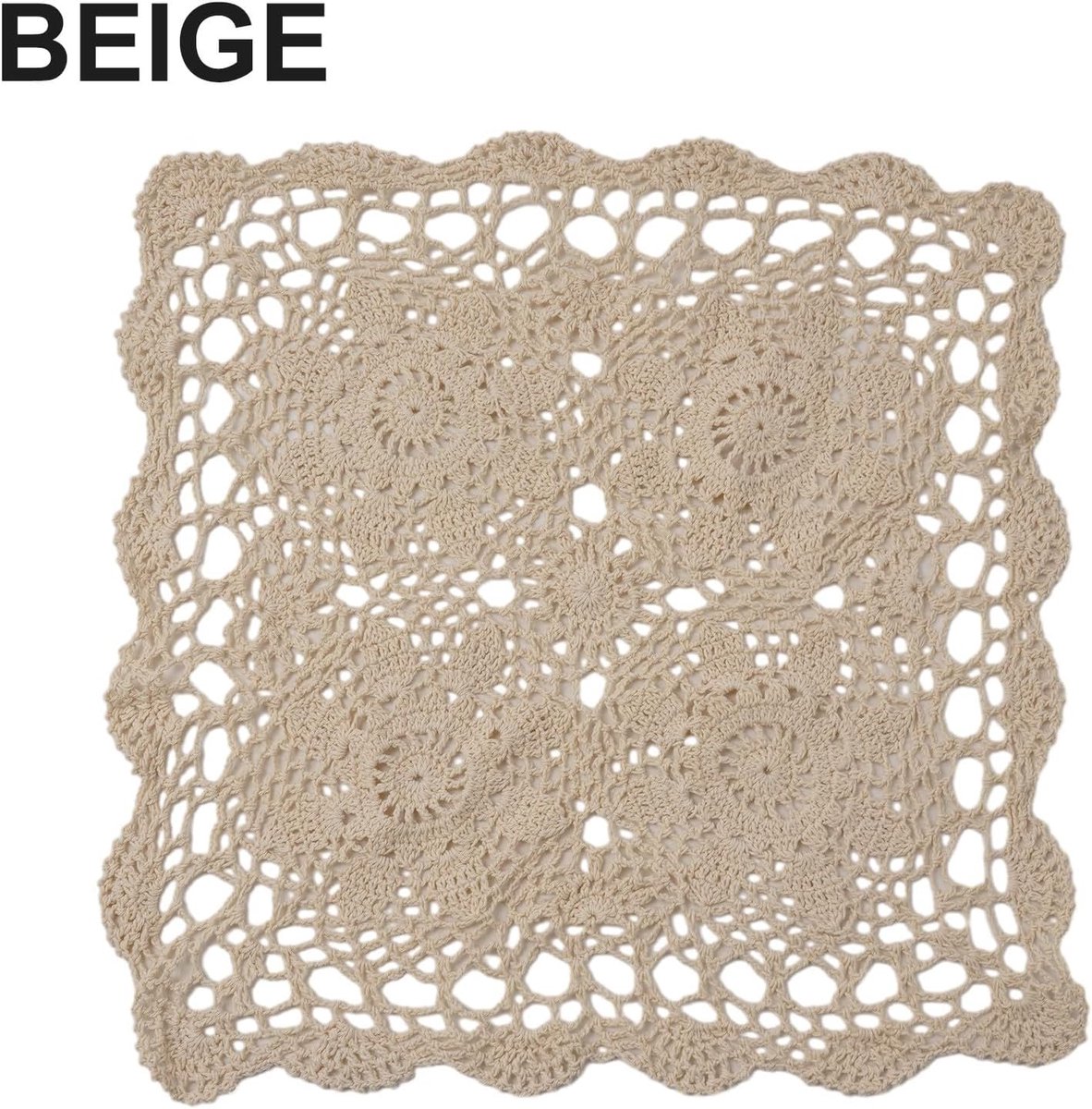 Vintage vierkant katoenen kant tafelkleed 40x40 cm beige