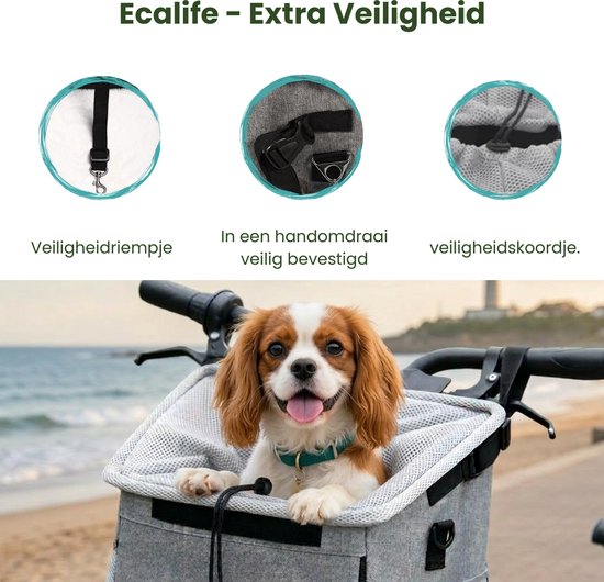 Ecalife Fietsmand voor Hond - 4-in-1 Hondenmand fiets - Schoudertas -Draagtas, Rugzak & Autostoel van Merkloos — afbeelding 5