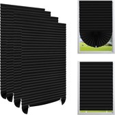 Verduisterende Plissé Gordijnen - 4 Stuks - 60x150cm - Zelfklevend Zonder Boren - Op Maat te Knippen - Voor Slaapkamer & Badkamer - Zwart