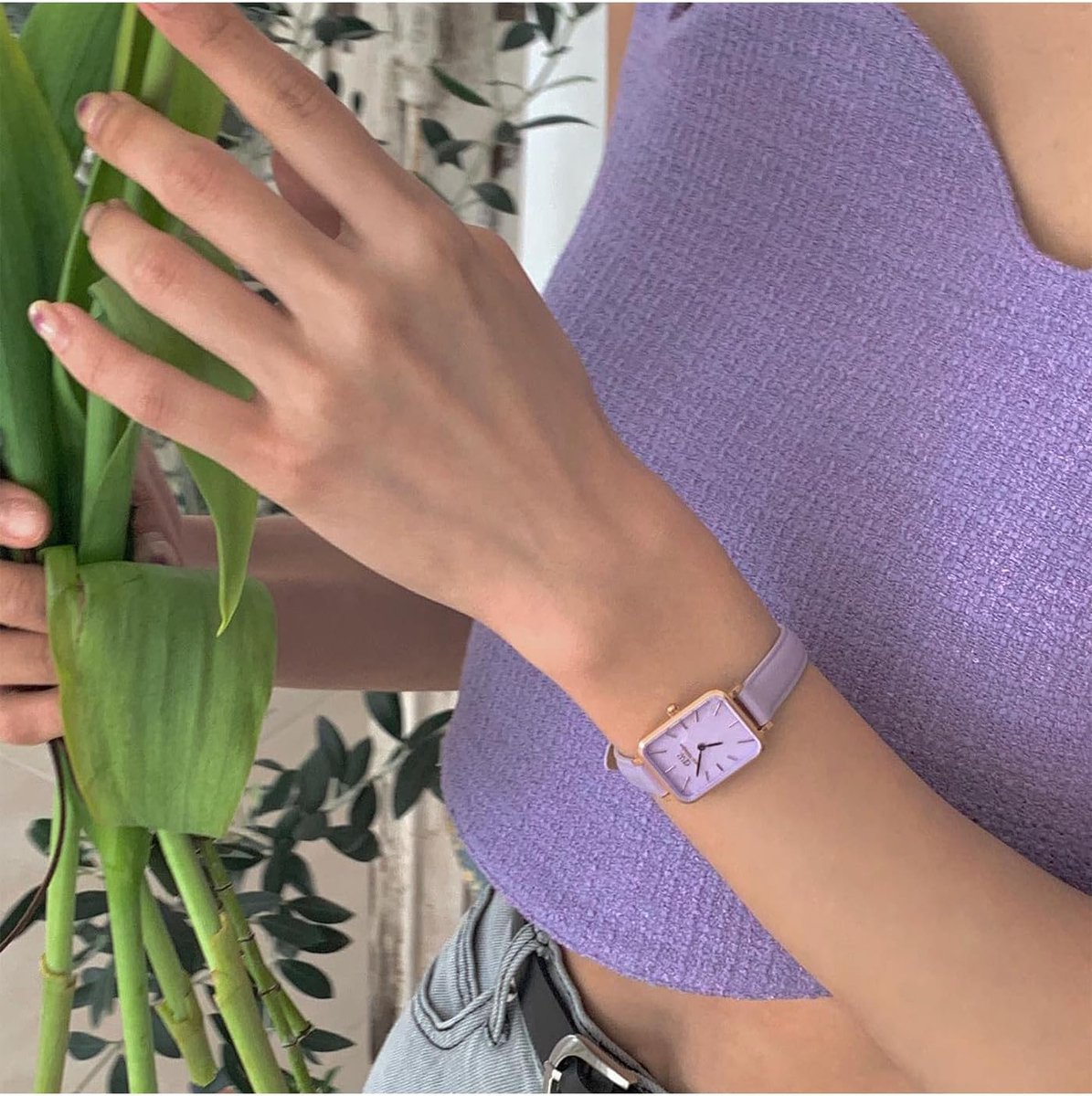 Dames Horloge - Polshorloge Elegant - Dagelijks Gebruik - Rechthoekige Kast - 20 x 26 mm - Paars