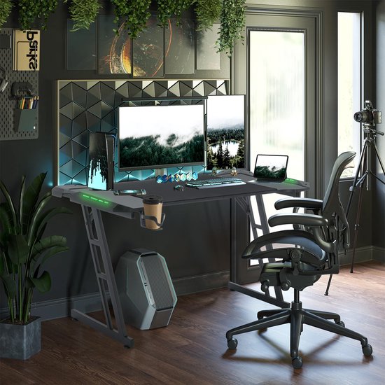 Gaming bureau - Computertafel Werktafel - Thuiswerken en gamen - Stabiel Z-frame ontwerp - 140 x 60 cm van Merkloos — afbeelding 3