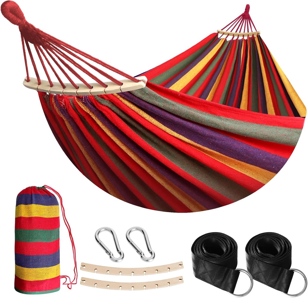 Hangmat met Spreidstok - Ademend Katoen - Loungeplek
